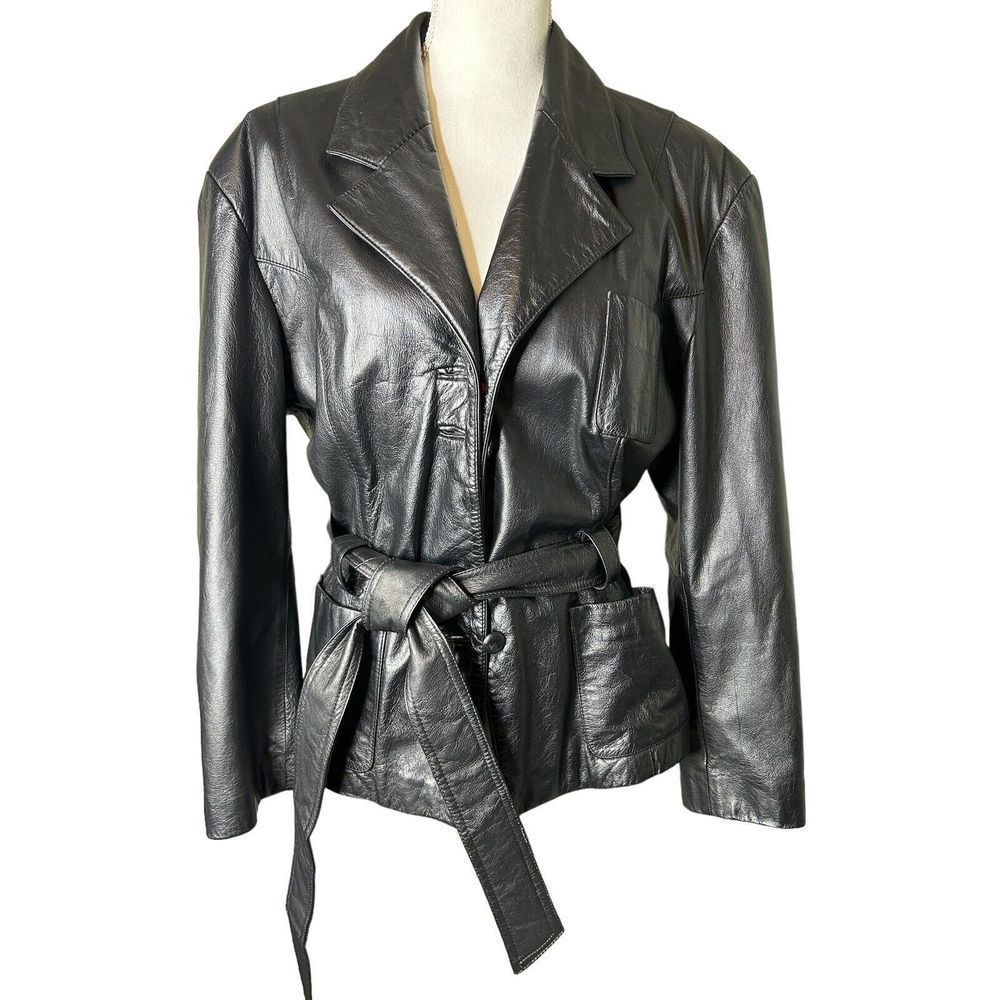 Women's Black Leather Jacket from Wilsons. Fully lined in black satin.